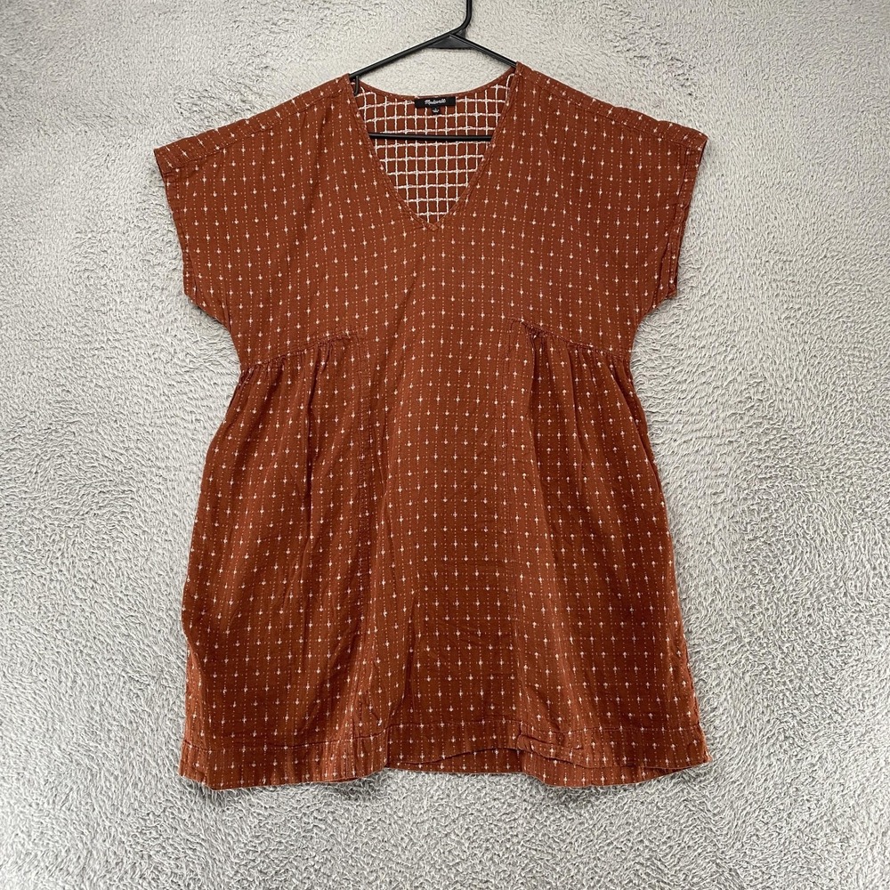 Madewell Dress Womens Large Dolman Rust V-Neck Popover Relaxed Jacquard